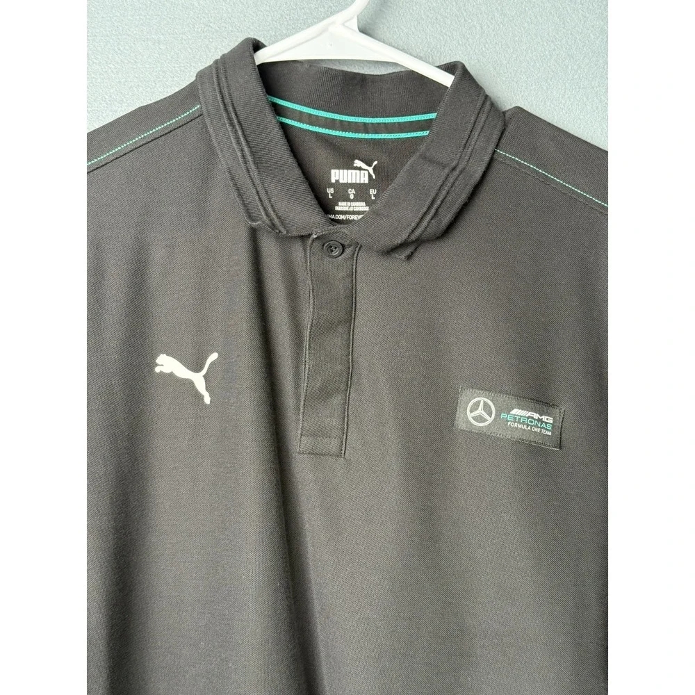 Puma Mens Black AMG Petronas F1 Neon Energy Short Sleeve Polo Shirt L 621154-01